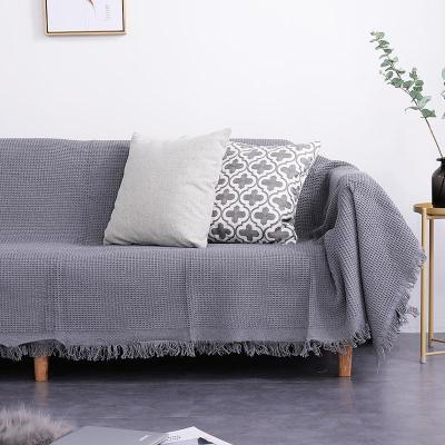 简约现代沙发套线毯子纯色沙发垫全盖巾网红insCIAA防尘罩布艺民宿岩灰蜂巢90*150cm