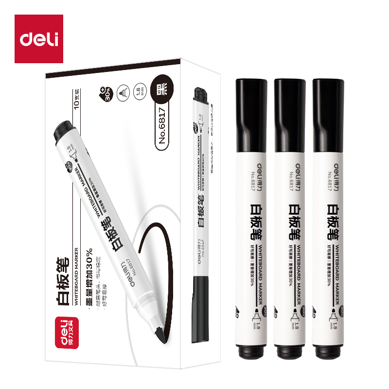 得力6817白板笔10支/盒(黑)