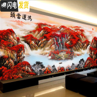 三维工匠印花十字绣2019线绣新款鸿运当头客厅大幅山水画流水生财 大格棉线230&times;95CM印花四股绣