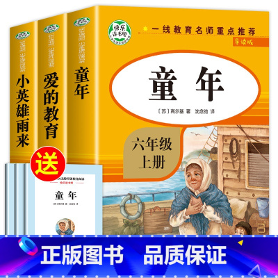 快乐读书吧六年级上册(全3册) [正版]爱的教育小英雄雨来童年书全套3册高尔基原著完整版6小学生六年级必课外阅读书籍上册