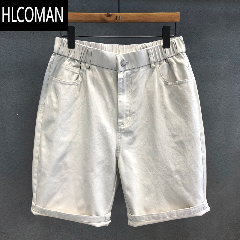 HLCOMAN气质米白高质感水洗薄款休闲短裤男士西裤2025新款五分裤子男