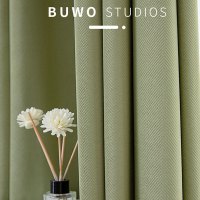 添福运 法式浪漫轻奢遮光窗帘北欧简约现代挂钩窗帘打孔窗帘飘窗客厅帘子遮阳布拼色儿童房奶油风窗帘轻奢卧室挂钩纯色窗帘