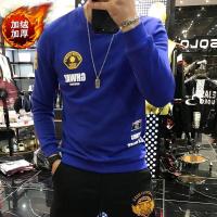 欧洲站2024男士冬季新款加绒加厚打底衫长袖体恤男休闲卫衣男上衣