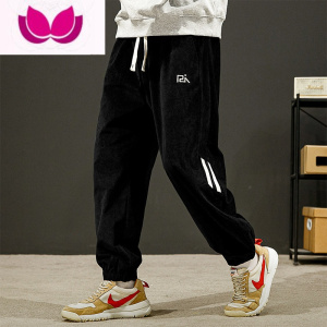 七斓灯芯绒休闲长裤男士春高街加厚宽松ins潮牌男款束脚卫裤子