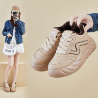 内增高冬季加绒小白鞋新款韩版ins女学生厚底保暖休闲鞋