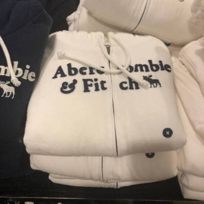 珂卡慕(KEKAMU)Abercrombie＆FitchAF女士刺绣小鹿羊羔毛加厚袖不带毛带帽卫衣小胖精选-白色XS