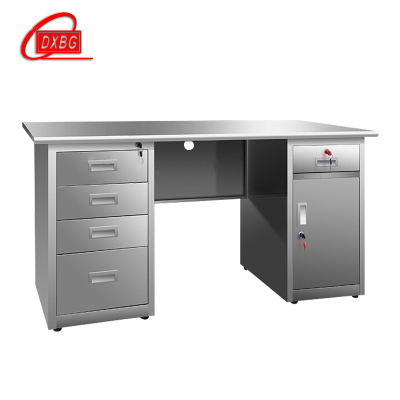DXBG不锈钢办公桌车间工作实验收银写字操作医疗台桌子带锁抽屉电脑桌