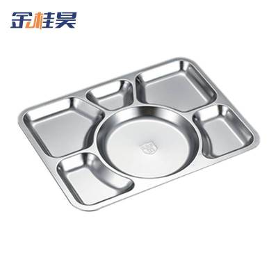 金桂昊 304 不锈钢餐盘 新大圆六格餐盘 (1.2mm厚)个