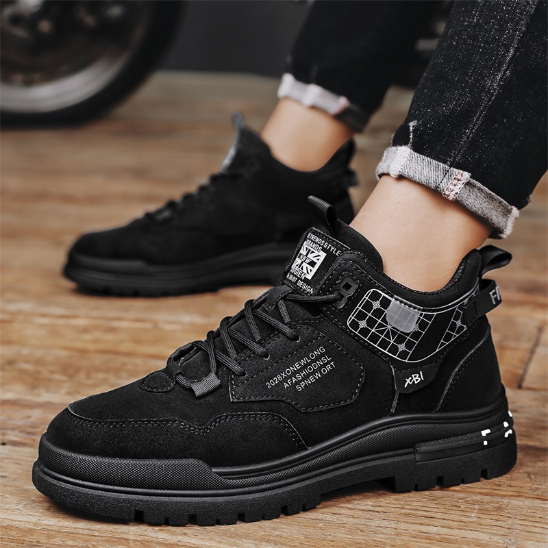 复古厚底马丁鞋男士休闲工作上班劳保工装靴低帮运动男鞋增高显高