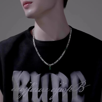 小众设计高级感绿色锆石拼接锁骨链男女简约精致轻奢百搭古巴链条送女朋友老婆情人节七夕生日礼物