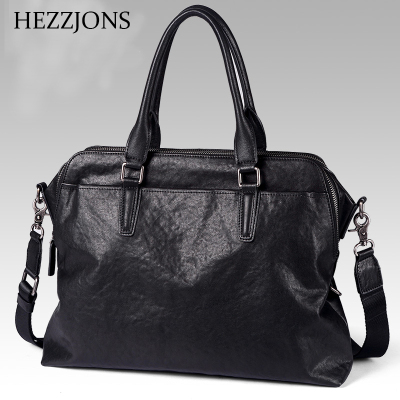 赫泽琼斯HEZZJONS正品真皮男士旅行包进口意大利牛皮手提包青年商务休闲奢侈品出差电脑包黑色
