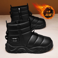 东北雪地靴男冬季皮毛一体棉靴防水防寒加绒加厚保暖羽绒面包鞋