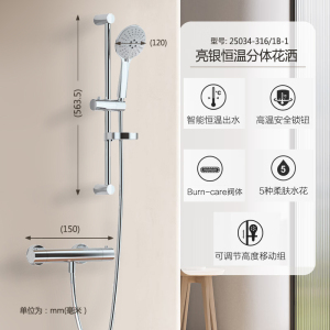 九牧(JOMOO)卫浴淋浴花洒浴室恒温花洒套装升降淋浴器卫生间简易洗澡淋浴喷头25034-316/1B-1 恒温花洒25034