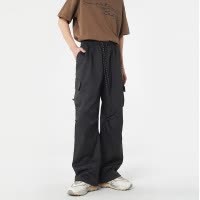 美式潮牌褶皱长裤多口袋工装裤男机能冲锋裤春秋新款休闲男女同款