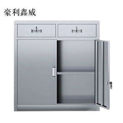 豪利鑫威室文件柜不锈钢柜子储物柜资料柜档案柜带锁文件柜304二斗下节