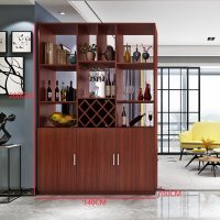 酒柜隔断柜现代简约玄关储物鞋柜家用客厅进厅柜双面屏风装饰 140长200高30深(不带背板)柚木色组