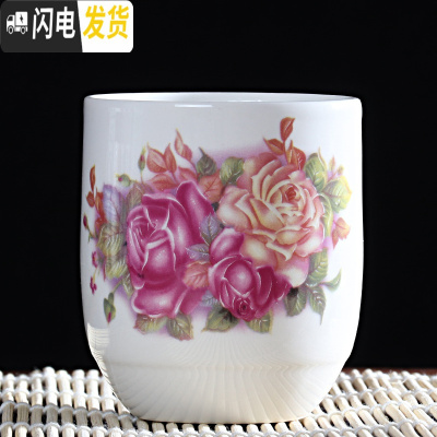 三维工匠大容量耐热景德镇陶瓷泡茶壶凉水壶 大号高温青花陶瓷大茶壶 茶杯 玫红色红色玫瑰杯4个