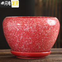 三维工匠花盆陶瓷大号特大托盘创意绿萝简约家用吊兰个性多肉花盆 S1苹果雪花红点单个 中等花盆容器