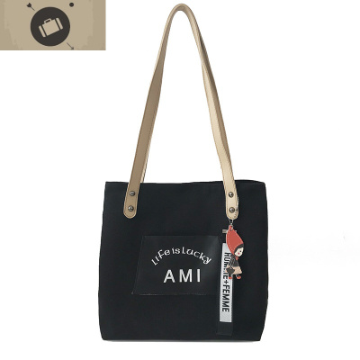 女包2018新款韩版ins文艺帆布包chic简约百搭布袋手提包单肩大包艾狄伊娃单肩包