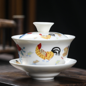 MULTIPOTENT盖碗泡茶碗仿古2.8亿明成化斗彩手绘鸡缸杯盖碗三号