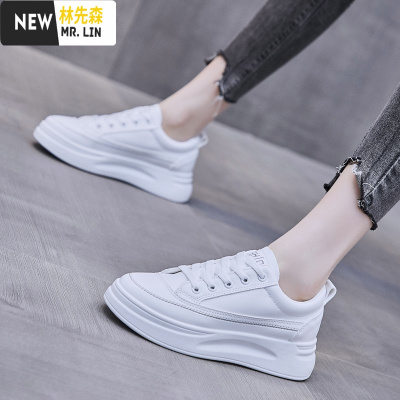 林先森小白鞋女鞋2021春秋春款新款百搭增高气垫底网红休闲帆布鞋夏帆布鞋