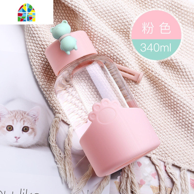 可爱韩版便携玻璃杯女韩国学生少女水杯简约清新超萌网红ins杯子 FENGHOU