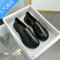 SUNTEK厚底小皮鞋女2023年夏秋新款英伦风一脚蹬乐福鞋女复古软面单鞋女