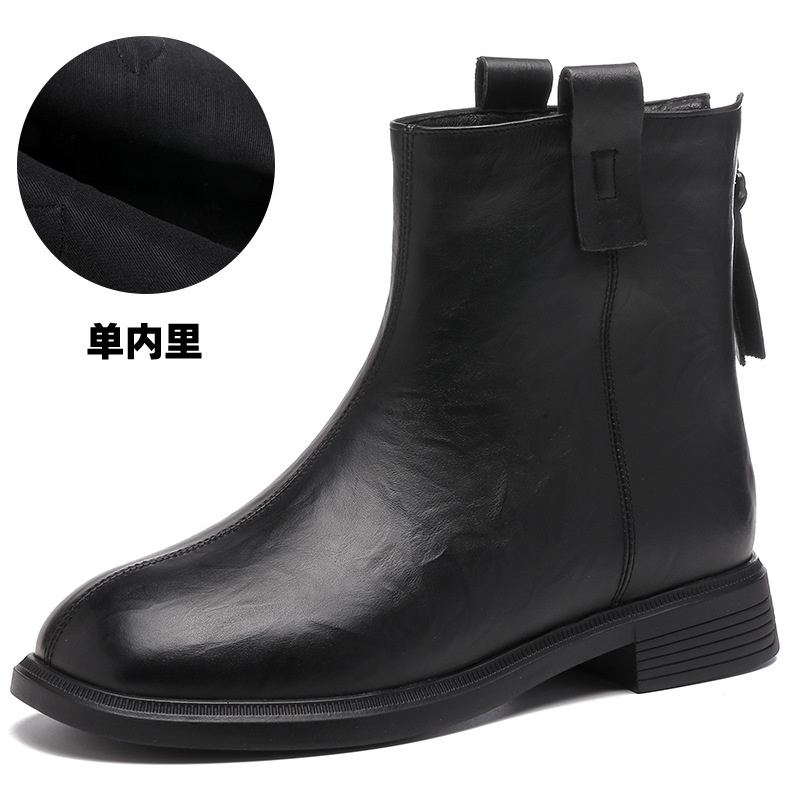 真皮女靴短靴年新款冬季秋冬加绒软底复古31小码马丁靴女棉鞋