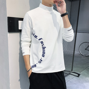 长袖T恤男士双面德绒秋冬季新款保暖打底衫印花衣服潮牌男装