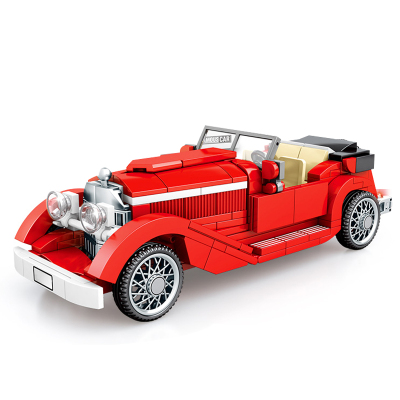 汇奇宝积木机械组系列跑车老爷车儿童拼装益智积木模型玩具兼容樂高6-14岁老爷车-红色复古318颗粒-