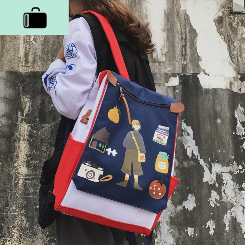 ins风书包女韩版高中大学生百搭初中生大容量潮牌电脑双肩包背包NEW LAKE