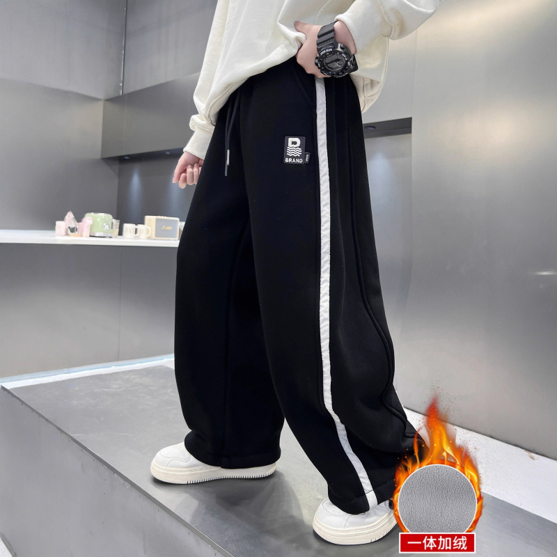 儿童装男童冬装加绒裤子新款中大童秋冬款加厚冬季运动裤卫裤