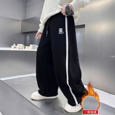 儿童装男童冬装加绒裤子新款中大童秋冬款加厚冬季运动裤卫裤