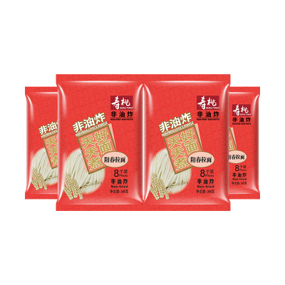 寿桃非油炸面条家庭煮面汤面捞面拌面阳春拉面4包组合340g*4