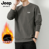 JEEP吉普圆领卫衣男士秋冬季2025新款宽松大码秋衣潮牌加绒体恤男