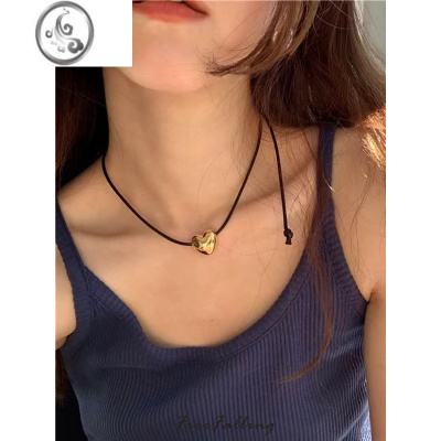 JiMiFF 韩国博主fever同款金色爱心项链ins小众设计可调节抽绳锁骨链