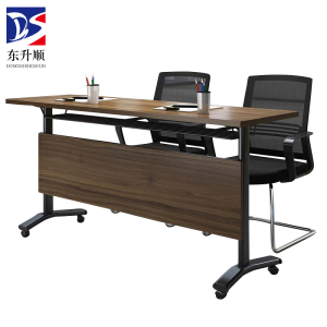 东升顺折叠培训桌椅组合长条形桌拼接现代简约双人桌子带轮双层会议桌[工厂现做 7天内发货]