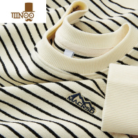 YANXU高端色织条纹卫衣男士秋装2023新款青年刺绣圆领休闲宽松套头上衣