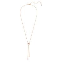 Swarovski精美玫瑰金Y字链项链镶嵌粉色水晶与磁扣设计传递爱意