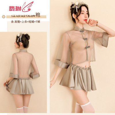 性感情趣内衣透明诱惑套装睡衣挑逗小胸显大文胸超骚费琳