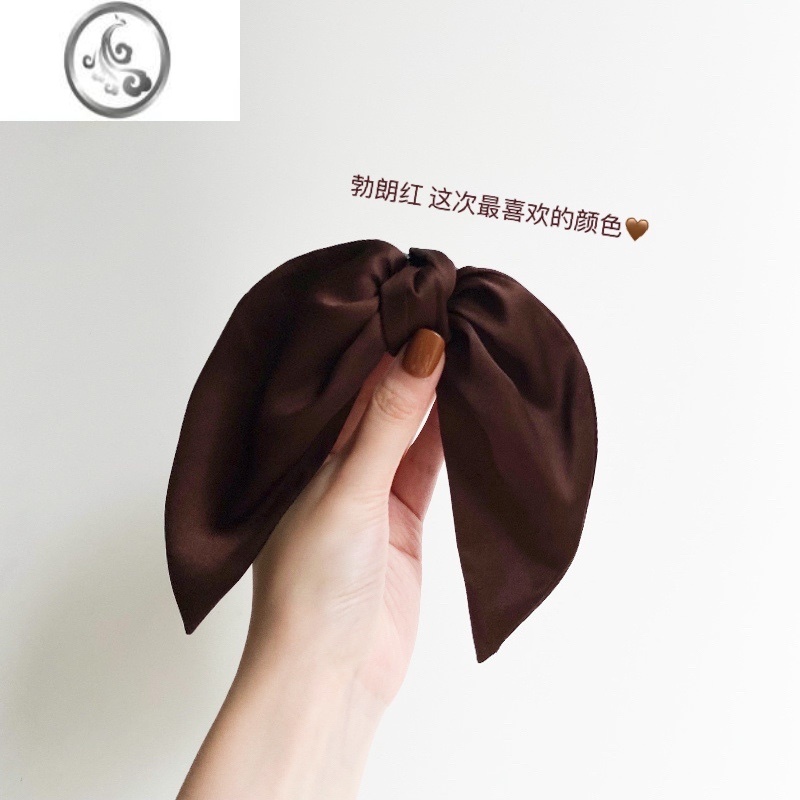 JiMi兔耳朵抓夹银色发夹后脑勺大号气质简约发饰女法式复古蝴蝶结顶夹