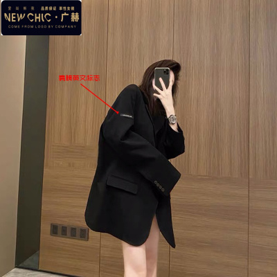 广赫设计感小众西服上衣百搭黑色宽松小个子质感高级西装外套女春季夹克