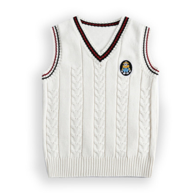 迪鲁奥（DILUAO)同款旗舰店婴儿马甲薄款秋冬新儿童款韩版坎肩宝宝毛线衣背心中小童毛衣男童针织马甲A类白色90cm