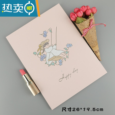 敬平特大号台式折叠化妆精致台式大号梳妆镜便携纸镜随身高清卡通镜子 小兔粉 秋千女孩纸大号便携式用镜