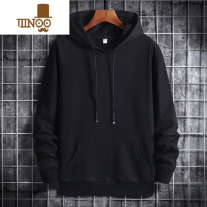 YANXU连帽卫衣男士长袖套头休闲宽松运动上衣服秋季潮流百搭纯色体恤衫