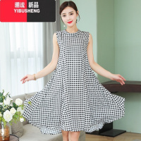 YIBUSHENG新款时尚气质棉绸连衣裙中长款女装季无袖宽松沙滩裙遮肚大摆裙