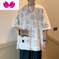 七斓2023新款夏季短袖t恤男士宽松衣服休闲半袖体恤痞帅男装