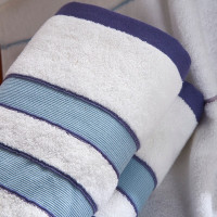 富安娜(FUANNA) 天韵条纹浴巾(蓝)浴巾70*136cm *1条(380g)