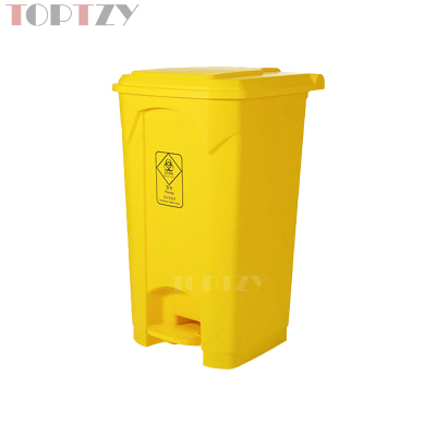 toptzy TZ4060418 医疗垃圾桶脚踏式垃圾箱黄色带盖废物回收箱 100升