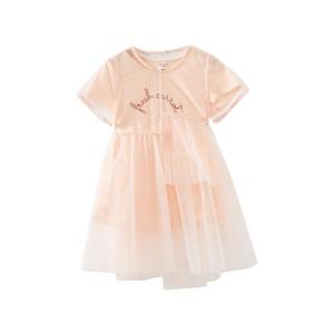 [2件2折价:46]米喜迪mecity童装夏女童连衣裙两件套网纱粉色礼服儿童